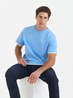 Футболка мужская SMLXL wear U-многослойная голубая S