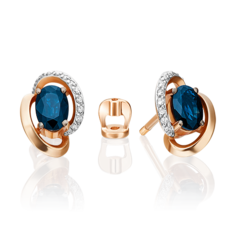 Серьги пусеты из золота PLATINA jewelry 02-0972, сапфир