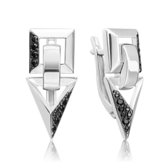 Серьги подвески из серебра PLATINA jewelry 02-5066, фианит