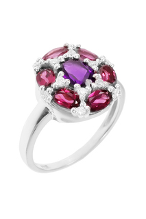 Кольцо из серебра с фианитом/родолитом/аметистом р. 17,5 Balex Jewellery 1410931410