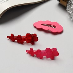 Заколка-уточка Queen fair 7613027 розовая, 3 шт