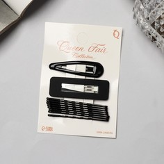 Заколка клик-клак и невидимка Queen fair 7613038 черная, 10 шт