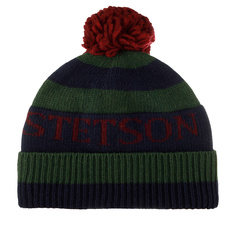 Шапка унисекс Stetson 8599380POMPOM зеленая/коричневая, one size