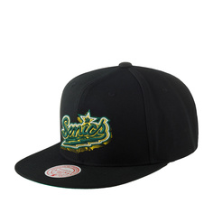 Бейсболка Mitchell & Ness HHSS5820-SSUYYPPPBLCK Seattle Supersonics NBA черная, one size Mitchell&Ness