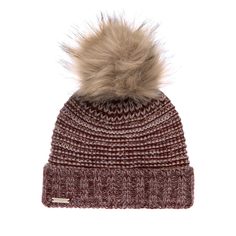 Шапка бини женская Seeberger 18242-1 POMPOM BEANIE бордовая / ярко-розовая, one size