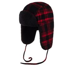 Шапка ушанка унисекс Stetson 9290305 BOMBER CAP SHADOW PLAID красная/черная, р.61