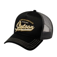 Бейсболка унисекс Stetson 7751171 TRUCKER CAP AMERICAN HERITAGE CLASSIC черная, one size