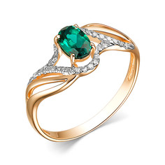Кольцо из золота р.16,5 Dewi 212010035, изумруд/бриллиант
