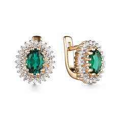 Серьги из золота Dewi 212020002, бриллиант/изумруд