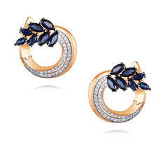 Серьги из красного золота ADAMAS 24041312/01-А50ДЧ-432, сапфир/бриллиант АДАМАС
