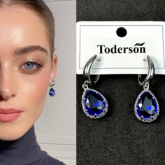 Серьги из бижутерного сплава Toderson Сапфировая корона, стекло