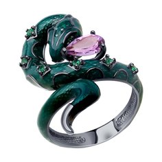Кольцо из серебра р. 20,5 SOKOLOV 92012131, фианит, эмаль, аметист
