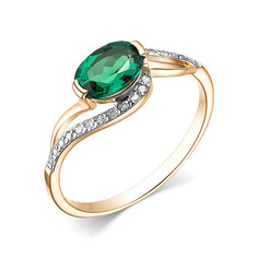 Кольцо из золота р.18,5 Dewi 212010036, изумруд/бриллиант