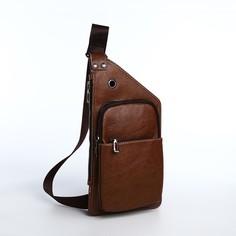Сумка-слинг мужская NoBrand 9868324 коричневая, 35x2x18 см