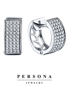 Серьги конго из серебра Персона E2311046R, фианит