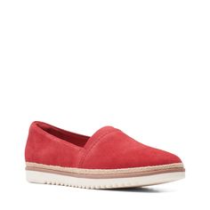 Слипоны женские Clarks 26165474 красные 35.5 EU