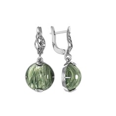 Серьги из серебра ПРИВОЛЖСКИЙ ЮВЕЛИР 351308-FA11KL, клинохлор/фианит