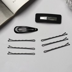 Заколка клик-клак и невидимка NoBrand 9732104-6p черная, 10 шт