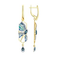 Серьги из серебра Diamant 93-321-02635-1, фианит/эмаль/топаз