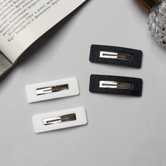 Заколка клик-клак NoBrand 9732106-6p черно-белая, 4 шт