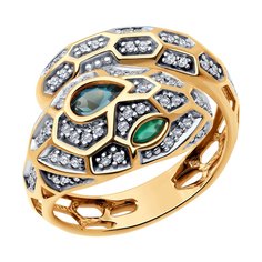 Кольцо из красного золота р. 18 SOKOLOV 716362, фианит\агат\топаз