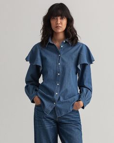 Рубашка женская GANT 4311202 синяя 40 EU