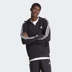 Худи мужское Adidas Essentials French Terry 3-Stripes Hoodie черное XL