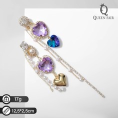 Серьги подвески из бижутерного сплава Queen fair 9668001, стекло; пластик; стразы