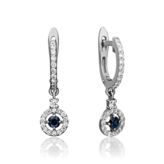 Серьги подвески из золота PLATINA jewelry 02-0862, сапфир/бриллиант