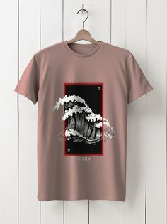 Футболка унисекс HYPNOTICA аниме азия япония море волны - 40162 розовая 3XL