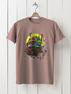 Футболка унисекс HYPNOTICA Howls Moving Castlel Аниме - 1158 розовая 3XL