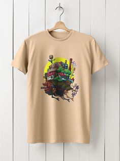 Футболка унисекс HYPNOTICA Howls Moving Castlel Аниме - 1158 бежевая 2XL