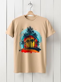 Футболка унисекс HYPNOTICA Пальмы - 926 бежевая 2XL
