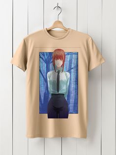 Футболка унисекс HYPNOTICA Аниме Chainsaw Man - 1163 бежевая 3XL