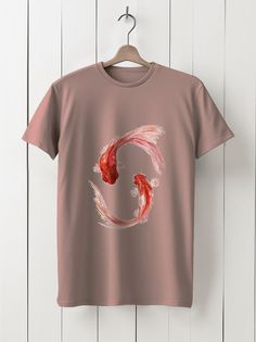 Футболка унисекс HYPNOTICA Акварель Рыбы кои - 52 розовая M