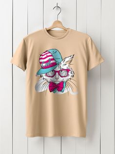 Футболка унисекс HYPNOTICA кот - 1178 бежевая 2XL
