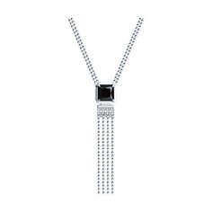 Колье-галстук из серебра 50 см Diamant 94-370-02083-1, фианит/оникс