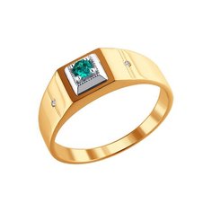 Кольцо из комбинированного золота р. 20 SOKOLOV 3010092, бриллиант/изумруд