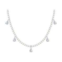 Бусы из серебра 35 см SOKOLOV 94071072, фианит