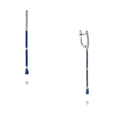 Серьги подвески из белого золота ADAMAS 24041318/01-А51ДЧ-432, сапфир/бриллиант АДАМАС