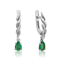Серьги подвески из золота PLATINA jewelry 02-0919, изумруд