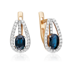 Серьги из золота PLATINA jewelry 02-0798, сапфир/бриллиант