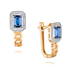 Серьги из красного золота ADAMAS 24041329/01-А50ДЧ-432, сапфир/бриллиант АДАМАС