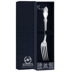 Вилка серебряная Аргента десертная Серебряная роза в футляре