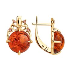 Серьги из серебра SOKOLOV 83020365, фианит\янтарь