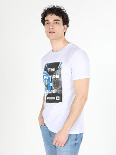 Футболка мужская Colins CL1057613_Q1.V1_WHT белая 2XL