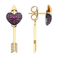 Серьги из красного золота SOKOLOV 0200433, корунд искусственный/фианит