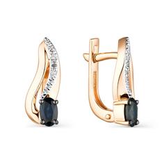 Серьги из красного золота Golden Eagle 23687-102, сапфир/бриллиант