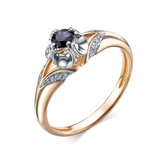 Кольцо из красного золота р. 19 Golden Eagle 11163-102, сапфир/бриллиант