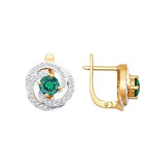 Серьги из красного золота Golden Eagle 3020105№ 12 1, бриллиант/изумруд